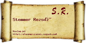 Stemmer Rezső névjegykártya